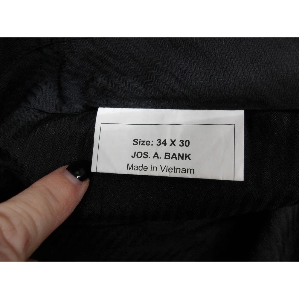 Jos A Bank Mens Black Dress Pants Size 34x30 Flat Front Tailored Fit‎ /#26143 - Picture 5 of 6